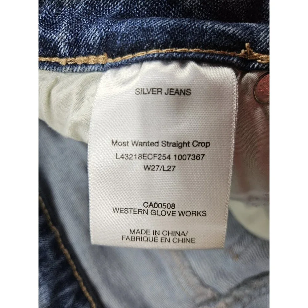 Silver Jeans Co Jeans Womens 27 Most Wanted Straight Crop‎ Distressed Raw Hem